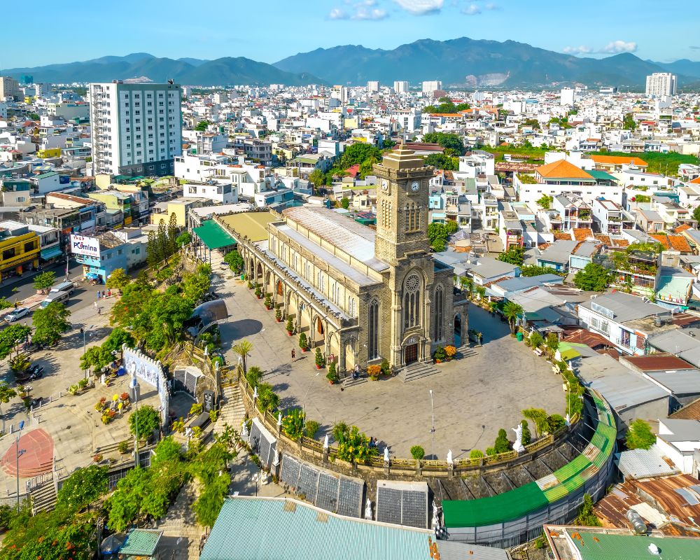 Stone-church-seen-from-above-in-Nha-Trang-city-Vietnam